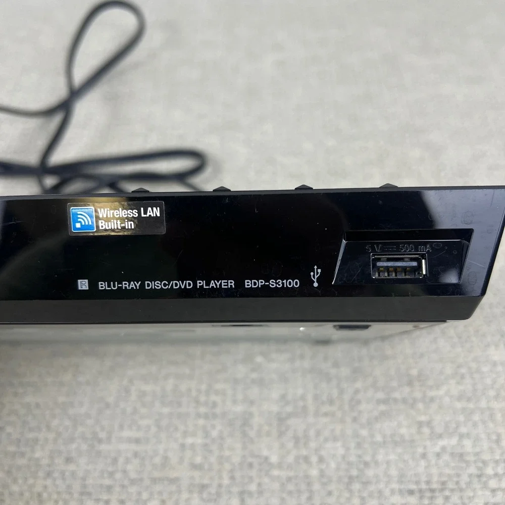 Sony Blu-ray DVD Player BDP-S3100 Black Built-in Wi-Fi Streaming No Remote